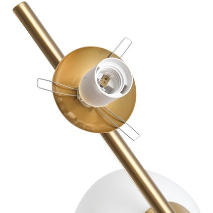Stojací lampa s dvoudílným skleněným stínidlem - ocel a sklo, zlatá