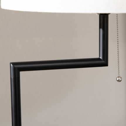 Stojací lampa s policí a USB portem, ocel, krémová, 40W