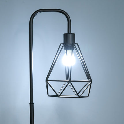 Stojací lampa v industriálním stylu, patice E27, ocel a mramor, černá