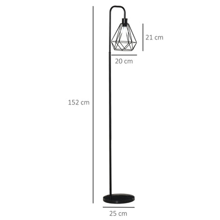 Stojací lampa v industriálním stylu, patice E27, ocel a mramor, černá