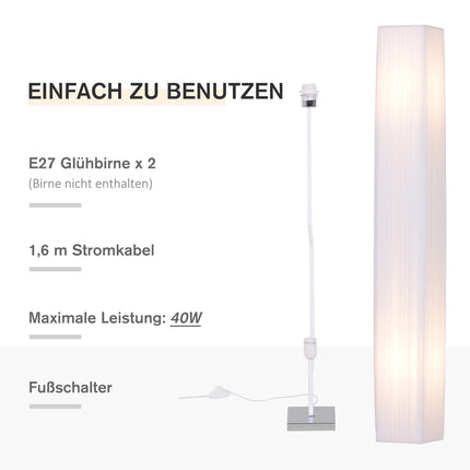 Modern floor lamp, white stainless steel, E27 socket