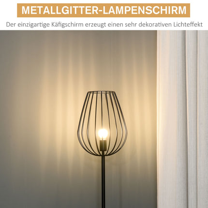 Industriální retro stojací lampa, kovové síťované stínidlo, 27.5x159cm