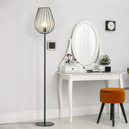Industriální retro stojací lampa, kovové síťované stínidlo, 27.5x159cm