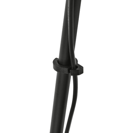 Skandinávská černá trojnožková stojací lampa – látka a kov, 73x156cm