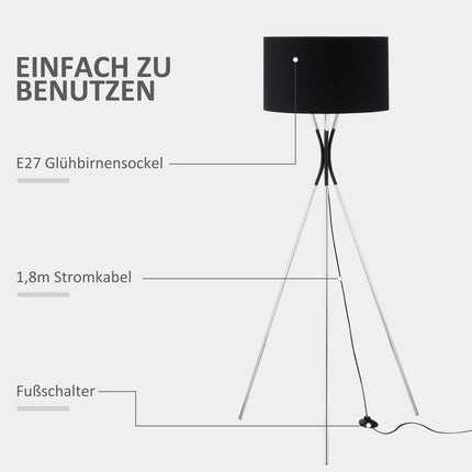 Stojací lampa, elegantní 40W, látkové stínítko, kovová podstava