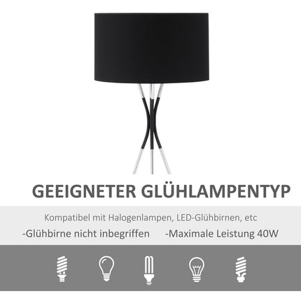 Stojací lampa, elegantní 40W, látkové stínítko, kovová podstava