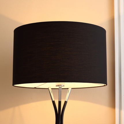 Stojací lampa, elegantní 40W, látkové stínítko, kovová podstava
