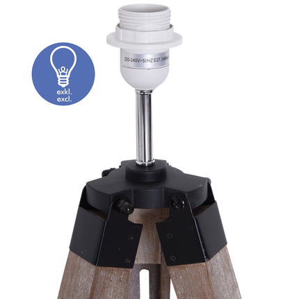 Výškově nastavitelná stojací lampa, dřevo a len, skandinávský design