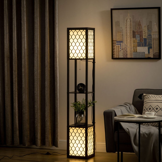 Stojací lampa s policí, dvojité světlo, 40W, zip
