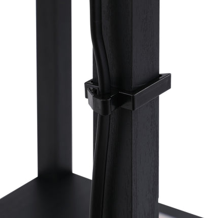 Stojací lampa s policemi - černé dřevo, 160cm, E27 40W