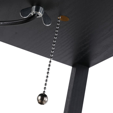 Černá dřevěná stojací lampa s policemi, patice E27, 160cm