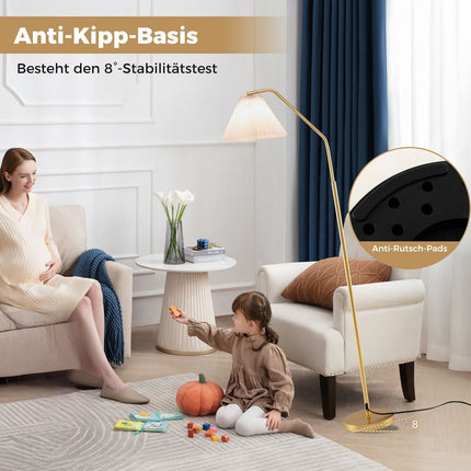 Stojací lampa s nastavitelnou hlavou, patice E27, 168cm, zlatá