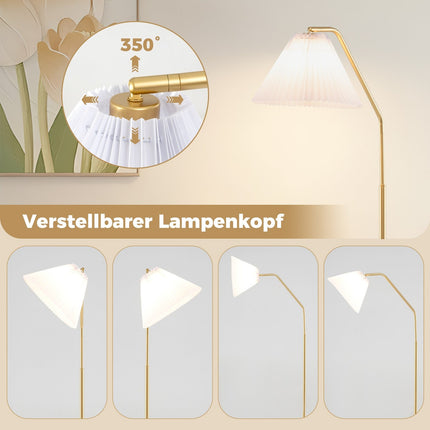 Stojací lampa s nastavitelnou hlavou, patice E27, 168cm, zlatá