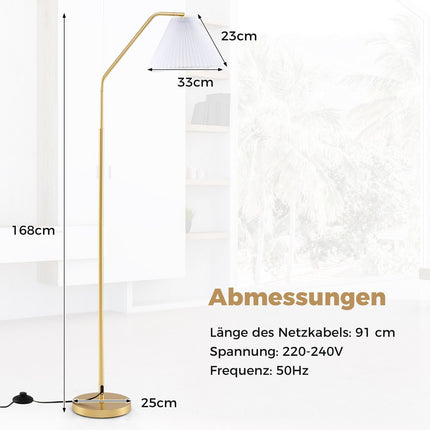 Stojací lampa s nastavitelnou hlavou, patice E27, 168cm, zlatá