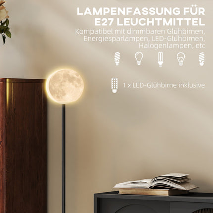 Stojací lampa se stínidlem ve tvaru měsíce, nožní vypínač, 3 teploty světla