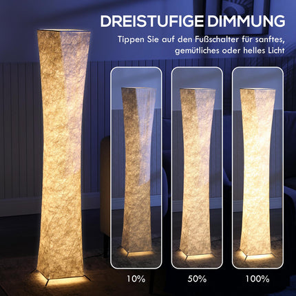 Floor Lamp with Paper Shade, Foot Switch, 3 Brightness Levels