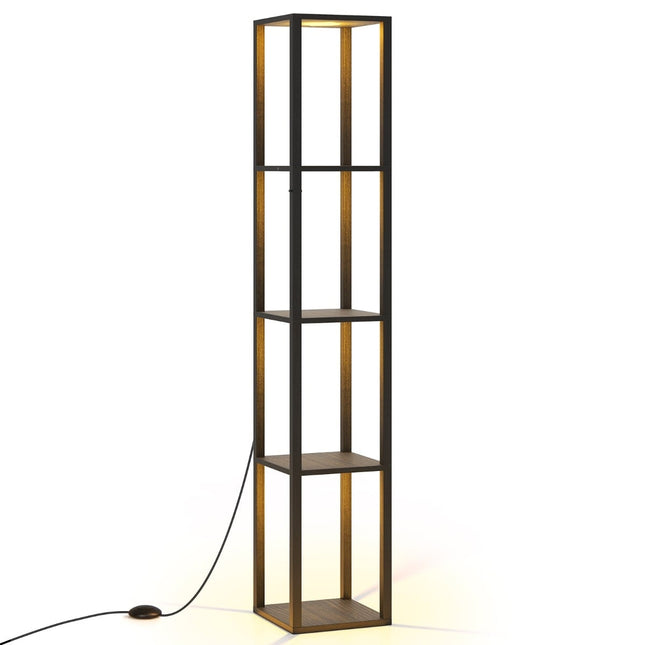 Stojací lampa s policemi a stmívatelnými LED světly, 165cm