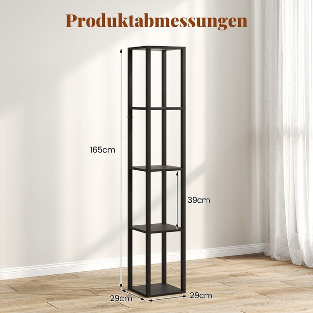 Stojací lampa s policemi a stmívatelnými LED světly, 165cm