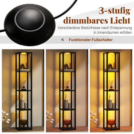 Stojací lampa s policemi a stmívatelnými LED světly, 165cm