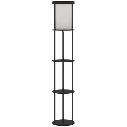 Stojací lampa s policemi, dálkové ovládání, nastavitelné světlo, černá