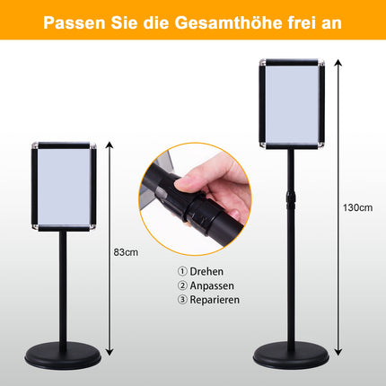 Stojan na plakáty A4, otočný o 360, výška 83-130cm