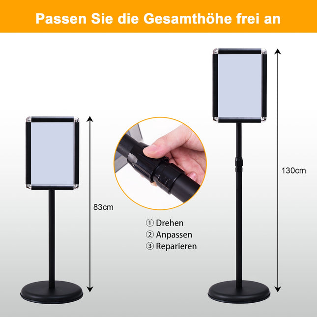 Stojan na plakáty A4, otočný o 360, výška 83-130cm