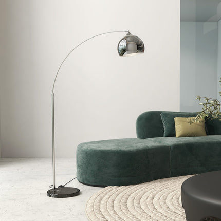 Stojací lampa, nastavitelná výška, se žárovkou, stříbrná, patice E27
