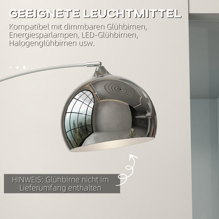 Stojací lampa, nastavitelná výška, se žárovkou, stříbrná, patice E27