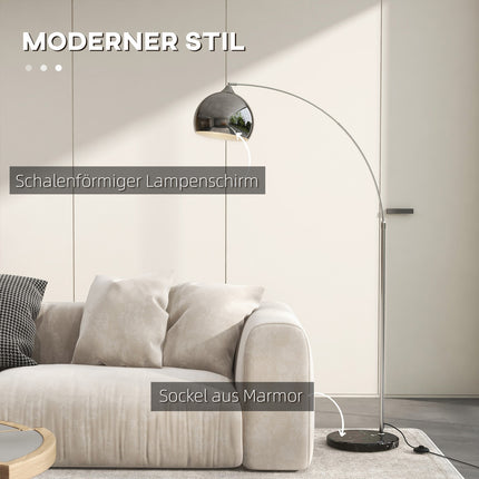 Stojací lampa, nastavitelná výška, se žárovkou, stříbrná, patice E27