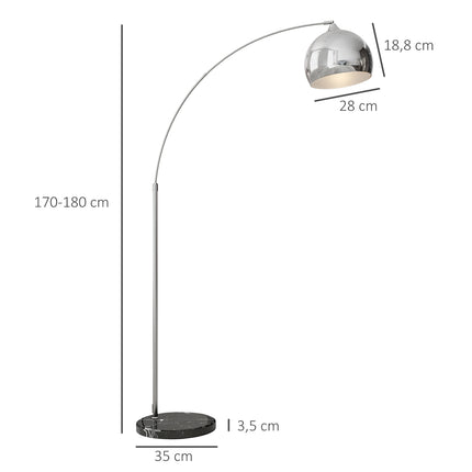 Stojací lampa, nastavitelná výška, se žárovkou, stříbrná, patice E27