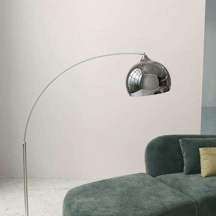 Stojací lampa, nastavitelná výška, se žárovkou, stříbrná, patice E27