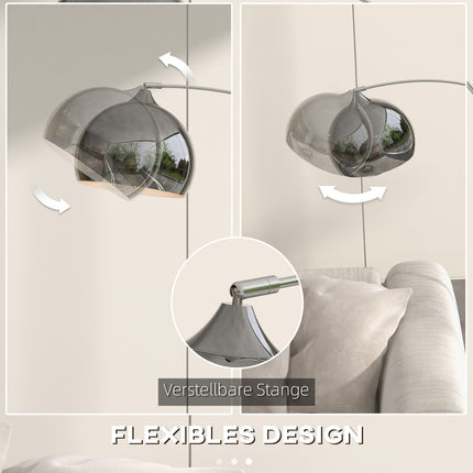 Stojací lampa, nastavitelná výška, se žárovkou, stříbrná, patice E27