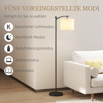 Stojací lampa s dálkovým ovladačem, nastavitelný jas a barva, černá