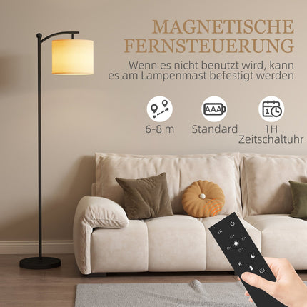 Stojací lampa s dálkovým ovladačem, nastavitelný jas a barva, černá