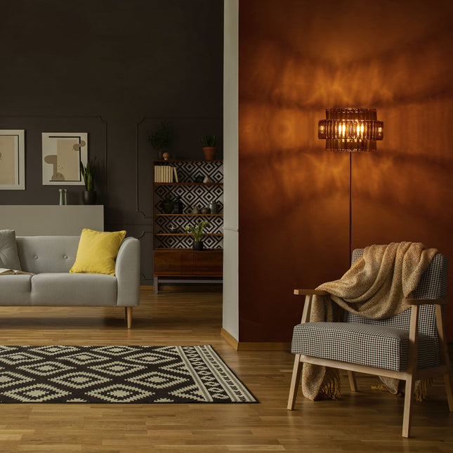 Stojací lampa s křišťály, šedá