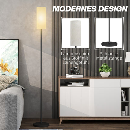 Stojací lampa s textilním stínidlem, patice E27, nožní vypínač