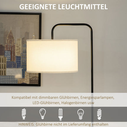 Moderní černá kovová stojací lampa se stínidlem, kabel 180 cm
