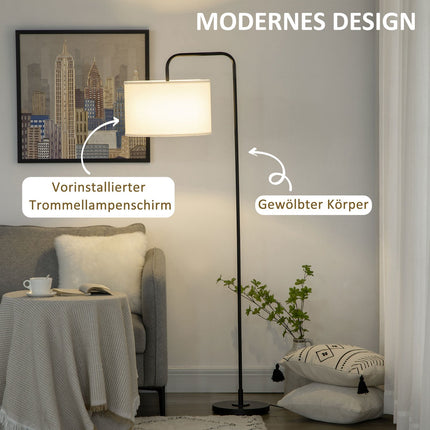 Moderní černá kovová stojací lampa se stínidlem, kabel 180 cm