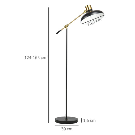 Height-adjustable black arc floor lamp, E27 Socket, 40W