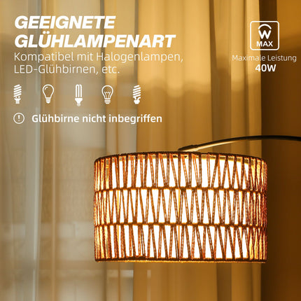 Nastavitelná černá stojací lampa s lněným stínidlem do obývacího pokoje