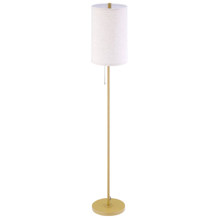 Floor lamp with linen shade, zipper and steel stand