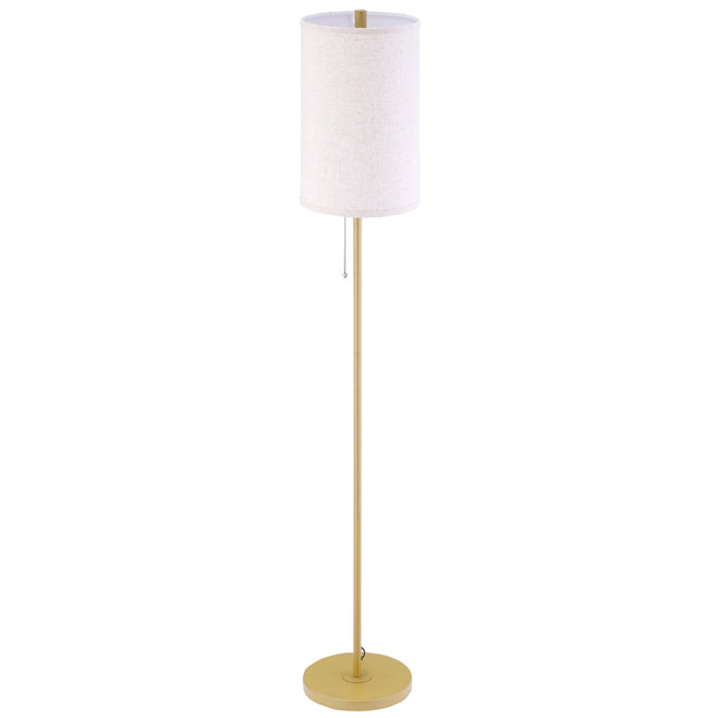 Stojací lampa se lněným stínidlem se zipem a ocelovým stojanem