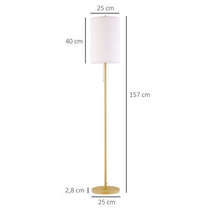 Floor lamp with linen shade, zipper and steel stand