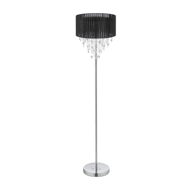Stojací lampa s křišťály, černá