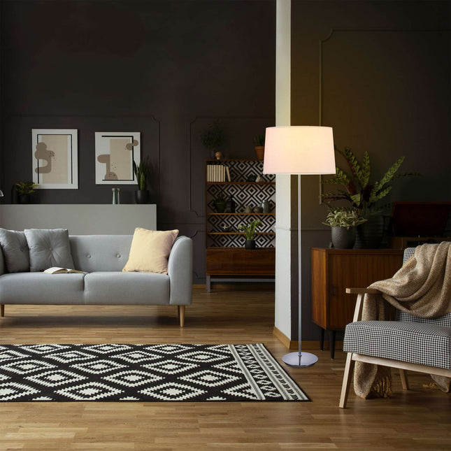 Stojací lampa s textilním stínidlem