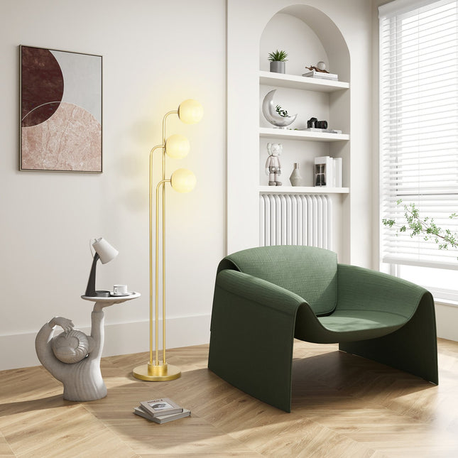 Stojací lampa s otočnými stínidly - 120W, zlatá, 1.65m