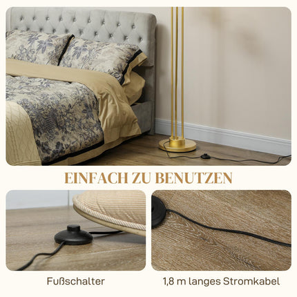 Stojací lampa s otočnými stínidly - 120W, zlatá, 1.65m