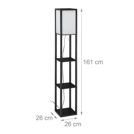 Stojací lampa s policí, černá
