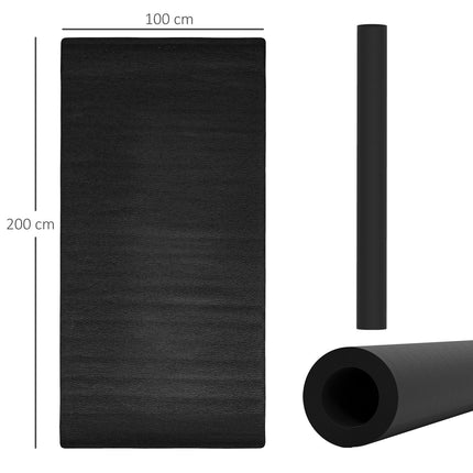 Black non-slip training mat, 4mm thick, 200x100cm