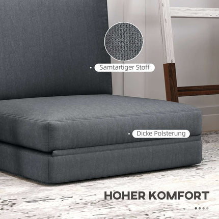 3-in-1 folding sofa bed in velvet look, capacity 240 kg, dark grey